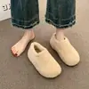 Pantuflas de media caña mullidas con suela gruesa para mujer, para usar en exteriores, nuevo estilo 2026, otoño e invierno, sin cordones, botas de nieve con forro polar adicional, pantuflas de algodón de punta cerrada