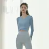 Outono Novo Esportes Fitness Yoga Manga Longa Sexy Fashionável Cruz no Peito Roupa de Yoga Dança Pilates Top