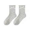 Calcetines para niñas, tipo fino de verano, calcetines de algodón de malla para niños Clase A, calcetines de encaje para estudiantes con lazo, calcetines de princesa, de media caña sin costuras
