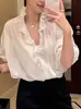 Ropa de Verano Súper Trendy 2026, Tops Únicos y Súper Elegantes, Lujo de Alta Gama, Camisa Blanca de Moda con Borde de Volantes para Protección Solar para Mujer