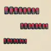 Pegatinas para Uñas Rojas de Rosa para San Valentín, de Longitud Media y Forma Cuadrada, Pegatinas de Uñas de Moda Europeas y Americanas, Removibles y Usables