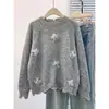 Suéter con estilo francés suave, bordado pesado, lazo, para mujer, invierno, holgado, estilo perezoso, prenda interior, suéter de punto, top de suéter