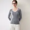 Suéter minimalista de luxo leve 100% caxemira pura para mulheres, blusa de cor sólida com gola redonda, blusa básica de tricô, suéter de corte justo e afina a silhueta