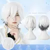 Peluca de Amazon para cosplay de anime, cabello sintético corto rizado de color recogido para hombres y mujeres, peluca de cabeza completa