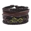 Acessórios quentes transfronteiriços nova pulseira de couro vintage simples tecida à mão pulseira de couro personalizada para motocicleta