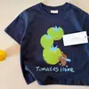 Camiseta de Dibujos Animados para Niños, Estilo Nuevo Verano 2026, Top con Letras para Niños Pequeños, Algodón Puro, Camiseta Holgada de Manga Corta para Niñas, Estilo Delgado