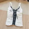 Chal de Encaje con Puntos de Polka Atado Dulce y Puro para Mujer en Verano con Almohadillas en el Pecho para Adelgazar y Definir la Figura, y Se Puede Usar como un Top de Tirantes de Chica Atrevida