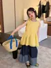 Pantalones Vaqueros de Pierna Ancha con Bloques de Color y Parches para Niñas Hua Yu Xun Ropa Infantil Verano 2026 Estilo Coreano Versátiles Casuales