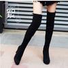 Europa e Estados Unidos transfronteiriço 2023 outono e inverno novas botas de cano alto bico redondo salto grosso salto alto tamanho fino 43 jardas à vista