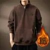 Sudadera Americana de Alto Nivel, Suave y Ceroso, Peso Pesado, Media Cremallera con Cuello Alto para Hombre en Otoño, Nueva, Holgada, Talla Grande, Camisa Polo Retro