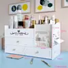 Caja de Maquillaje de Escritorio Caja de Almacenamiento de Joyería y Cosméticos para el Hogar Tipo Cajón Gran Capacidad con Espejo y Estante
