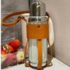 Taza Termo de Cuero Genuino Hecha a Medida de Fábrica de Guangzhou para Hombres y Mujeres, Correa para el Hombro, Uso Dual como Bolso de Mano, Logotipo Personalizado