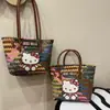 Bolso de Gato Bolso Tejido a Mano Bolso de Trabajo para Viajar Bolso de Mujer Bolsa de Cesta de Verduras de Dibujos Animados Bolso de Mano para Vacaciones de Niños