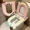 Almofada fina para assento de vaso sanitário estilo desenho animado, lavável para primavera e verão, adequada para banheiros domésticos, à prova d'água para todas as estações