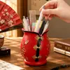 Portalápices creativo estilo chino con forma de cheongsam, contenedor de almacenamiento multifuncional para escritorio, organizador de papelería para estudiantes y pieza decorativa