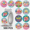 500 pegatinas/rollo dibujos animados postre niños aliento pegatinas en inglés etiquetas adhesivas recompensa etiquetas pequeñas en stock venta al por mayor