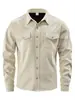 Chaqueta Casual Deportiva de Pana de Botón Único Transfronteriza Europea y Americana Amazon Tendencia con Bolsillos para Hombre de Cuello Revuelto Manga Larga