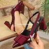 Accesorios Transfronterizos Europeos y Americanos Sandalias de Punta Fina Cerradas Europeas para Mujer Exquisitos Tacones Altos Mujer Tacón Grueso 2026 Venta al por Mayor Tallas Grandes