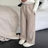 [Forrado com Fleece] Calça Comprida Lisa Estilo Coreano Aimo Beibei Infantil, Versão de Inverno, Calça Casual Composta de Perna Reta para Meninas