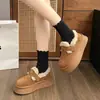 Zapatos de frijol de terciopelo grueso peludos cálidos Birkenstock zapatos de algodón para mujer 2026 nuevo estilo invierno zapatos de mujer suela gruesa botas de nieve