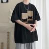 Venta Directa Transfronteriza Camiseta de Algodón Puro de Manga Corta para Niños Verano Ropa de Pareja para Hombre 25 Nuevo Juvenil Holgado Manga Media