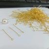 Accesorios de joyería para bricolaje, aguja de joyería, pasador en T de 9 pines, cuentas chapadas en cobre con retención de color de 18 quilates, material de cuentas hecho a mano al por mayor