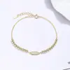 Pulseira Retangular Redonda com Zircônia Inlaid em Diamante Prata Esterlina 925 Joia de Nicho de Luxo Leve para Mulheres Sensação de Alto Padrão Joia de Mão ins Presente de Aniversário