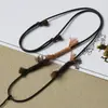 Collar con Colgante de Semilla de Bodhi, Cordón de Cuero Encerado Dorado de Abeja de Alta Calidad y Jade Hetian, Versátil