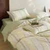 2026 Novo Estilo Ins Fresco e Simples Jacquard Waffle Lavado em Alta Temperatura Algodão 100% Algodão Lavado Conjunto de Quatro Peças - Série de Tecidos