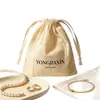 Bolsas ligeras de fibra de bambú con cordón para joyería, coleccionables y productos de fragancia; Impresión de logo personalizada disponible para empaques de regalo de marca