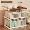 Estante de almacenamiento de escritorio para el hogar para cafetera, juego de té, portavasos, especias de cocina, bocadillos, almacenamiento multicapa tipo cajón para escritorio de oficina