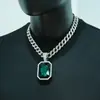 Moda Joyería Europea y Americana Cuadrado Piedra Preciosa de Color Collar Colgante Hombres Hip-Hop Cadena Cubana Full Diamante Collar Unisex