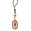 Joia de liga metálica estilo étnico chinês, pingente decorativo de vajra oval giratório, lembrança de viagem atacado
