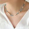 Collar de perlas naturales de agua dulce de estilo bohemio retro color de corte azul libre joyería al por mayor transfronteriza mujeres