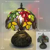 Nueva Lámpara de Mesa Tiffany Estilo Retro Americano Sala de Estar Estudio Lámparas Artesanales de Vidrio de Colores Pantalla de Lámpara Lámpara de Mesa Americana