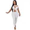 C7845 Cruz 2026 Nueva Ropa para Mujer Europea Americana Sexy Hueca Manga Corta Adelgazante Bodycon Ceñido al Cuerpo Mono Ajustado