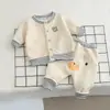 Roupas de Bebê Conjunto de Duas Peças Primavera e Outono Calça com Bumbum de Desenho Roupa Separada para Meninos Roupa Estilosa para Exterior Roupa de Outono para Meninos