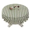 Toalha de Mesa Xadrez Natalina Estilo Americano, Poliéster-Linho, Impermeável, à Prova de Óleo, Resistente ao Calor, Bordada, Espessada, Adequada para Uso em Hotel e Casa, Toalha de Mesa Redonda