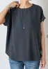 Blusa de Manga Curta com Design de Punho Falso para Mulheres, Uso Diário no Trajeto, Simples e Intelectual Versátil, Top Camiseta de Verão
