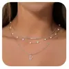 Colar Pingente de 26 Letras Europeu e Americano da Moda com Corrente de Osso de Cobra Pérola Falsa, Corrente para Clavícula Empilhável com Senso de Design de Moda