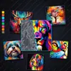 Set de Pintura por Números de Animales Coloridos - León, Ciervo y Amigos, Tonos Audaces y Vívidos, Kit de Pintura en Lienzo DIY para Principiantes
