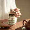 Jingdezhen Esmalte Antiguo Patrón de Pavo Real Lata de Té Pequeña Portátil Almacén de Té Mini Lata de Almacenamiento de Té para Viajes