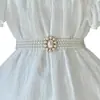 Cinturón de Cadena con Perlas para Mujer, Accesorio Decorativo Versátil de Gama Alta Estilo Chanel para Vestidos, Delgado Accesorio de Cadena Blanca para la Cintura