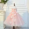 Vestido de Princesa Floral Tridimensional para Niñas, Vestido de Dama de Honor de Flores de Alta Gama, Vestido Tutú para Cumpleaños Infantil, Desfile, Presentación de Piano