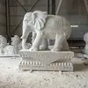 Par de Esculturas de Elefante de Mármol Blanco para Entrada de Villa u Hotel, Adornos de Elefante de Piedra Natural para Hogar o Negocio, Decoraciones que Atraen la Riqueza