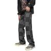 Jeans xadrez masculino estilo coreano moda outono rufião bonito perna reta perna larga calças moda marca retro calças soltas