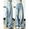 Jeans largos de laço retrô da moda para mulheres, novas calças compridas retas versáteis de cintura alta que emagrecem