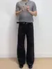Calça jeans azul estilo vintage americano, elegante, estilo workwear francês, unissex, lavada e desgastada, perna reta, calça de trabalho casual, moderna