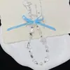 Menina Laço Azul Gato Kt Câmera Ccd Corda de Mão Contas DIY Borboleta Corrente para Celular Cordão Pingente Pequeno