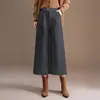 Pantalones de Lana Mezclada de Cintura Alta Acortados de Pierna Ancha para Mujer Otoño/Invierno 2026 Nuevos Pantalones Rectos Holgados Adelgazantes de Caída Versátiles Casuales